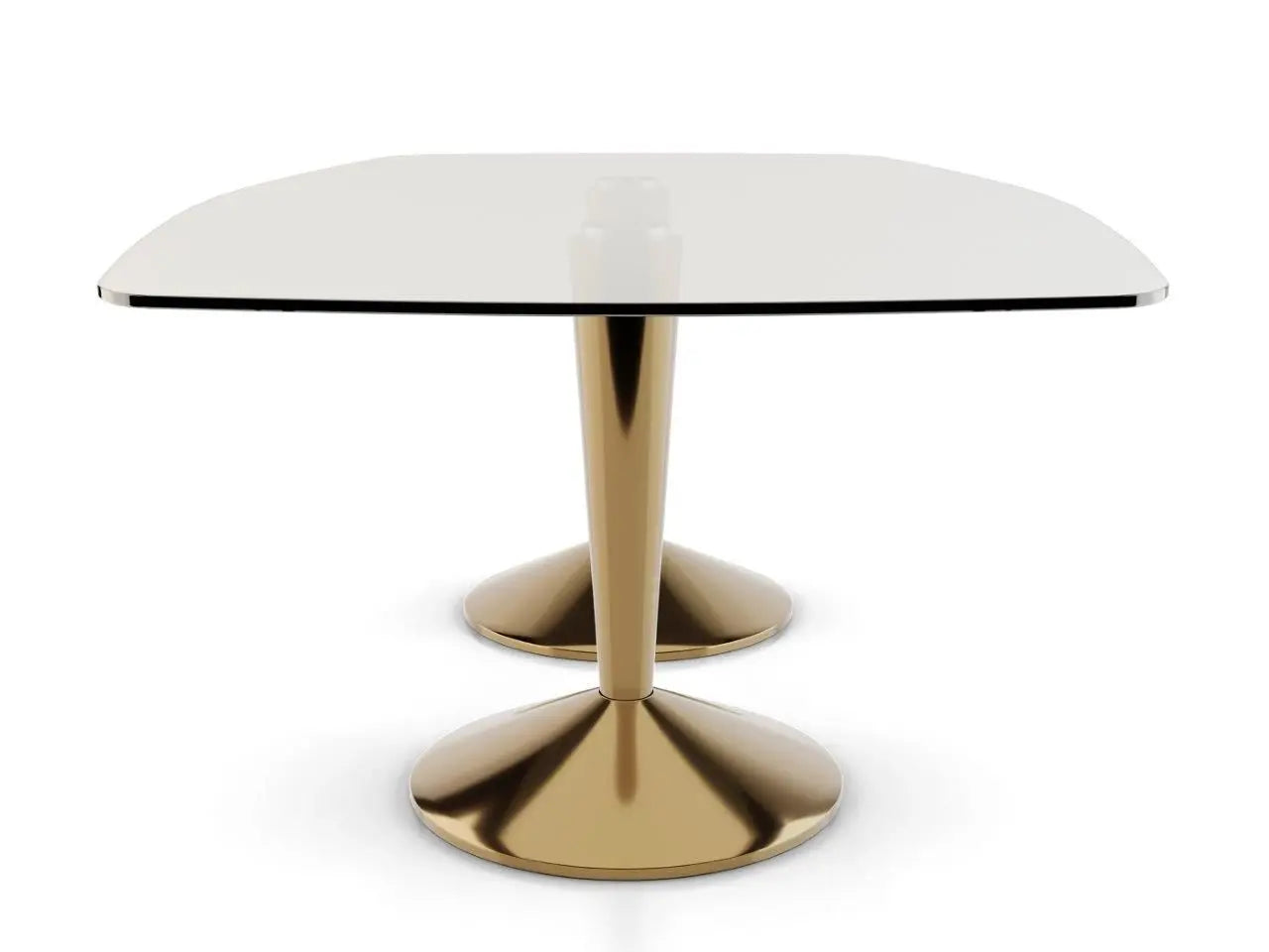 Iona Rectangular Double Brass Pedestal Dining Table
