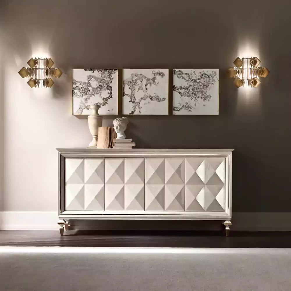 Italian Diamond Design Mother of Pearl Sideboard