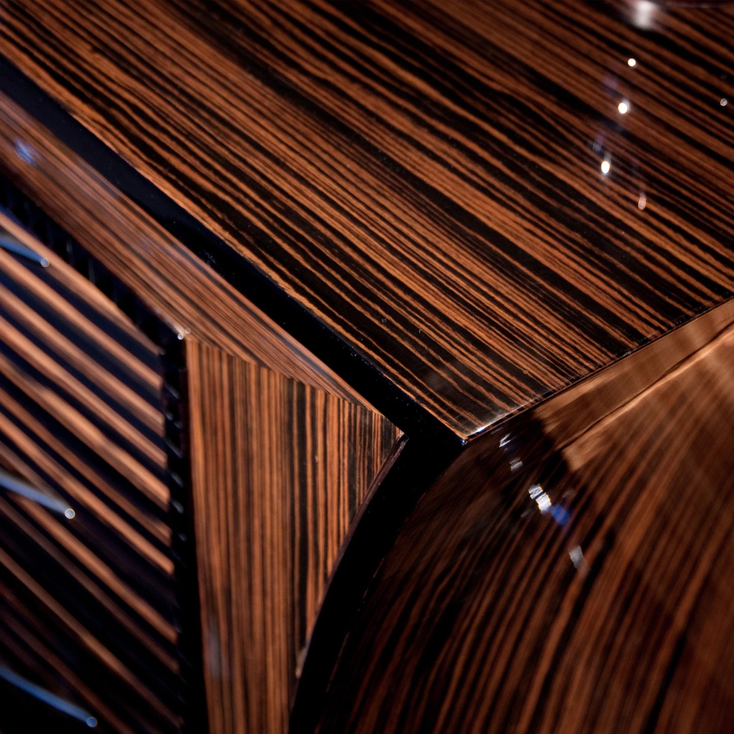 Italian Ebony Macassar Veneer 6-Drawer Sideboard