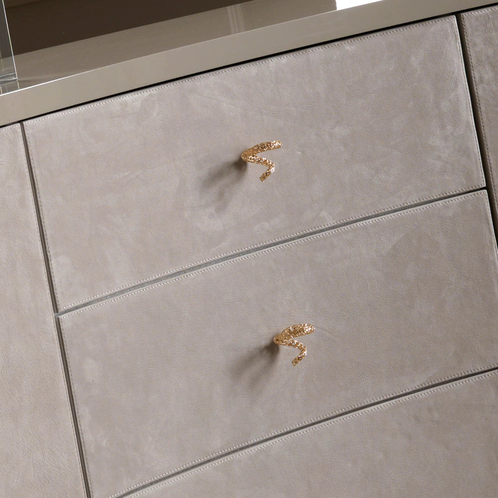 Lacquered Nubuck Luxury Shaped Sideboard with Drawers