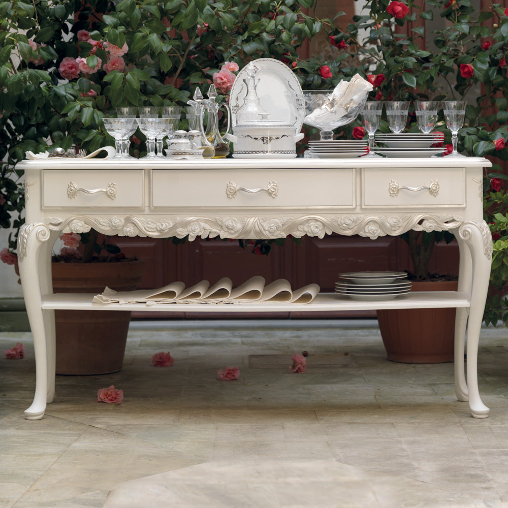 Luxurious Carved Italian Sideboard with Rose Handle Detailing