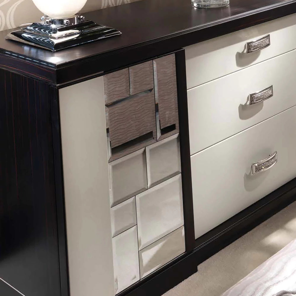 Luxury Ebony &amp; White Leather Sideboard