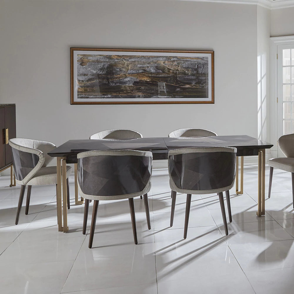 Luxury Veneer & Brass Extendable Dining Table