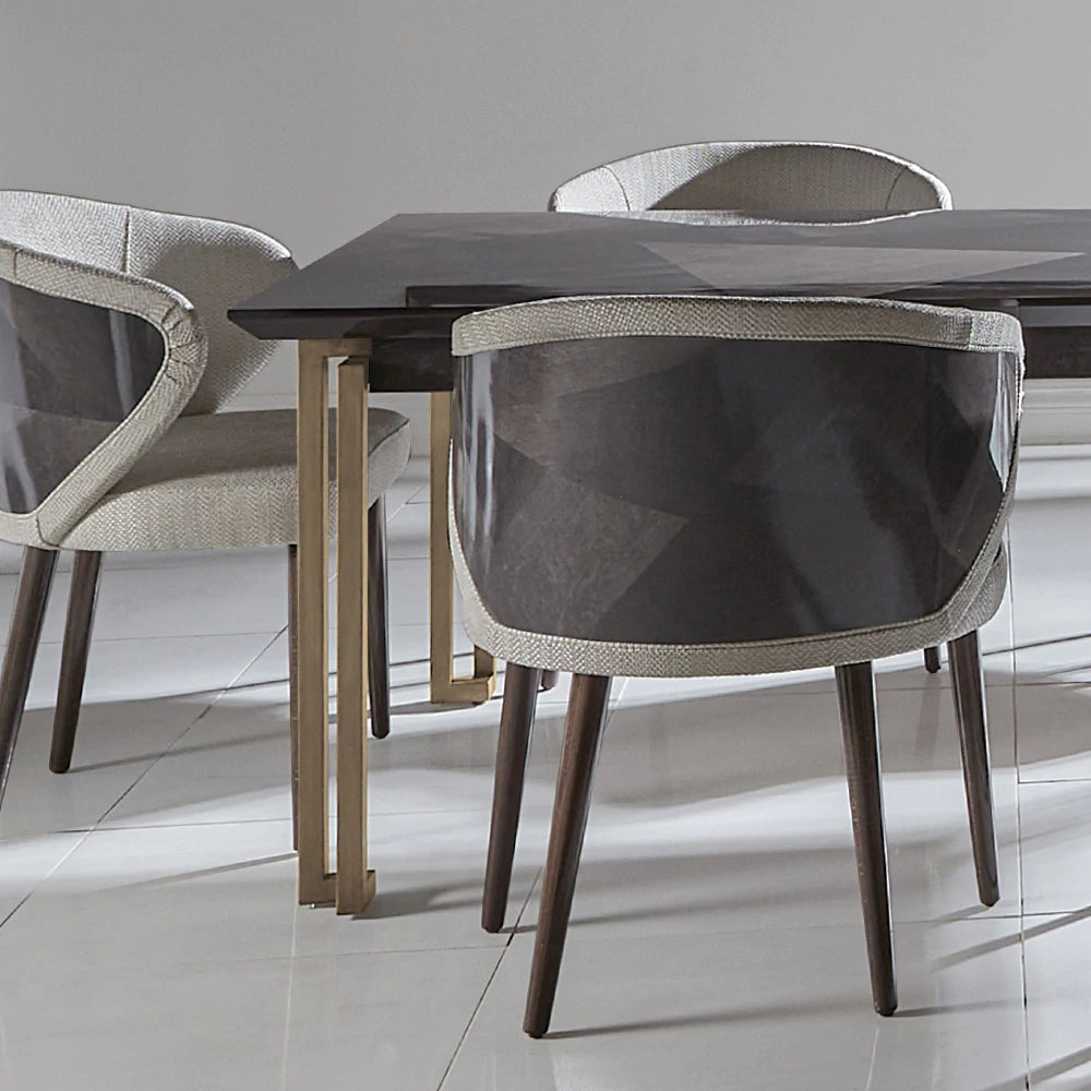 Luxury Veneer & Brass Extendable Dining Table