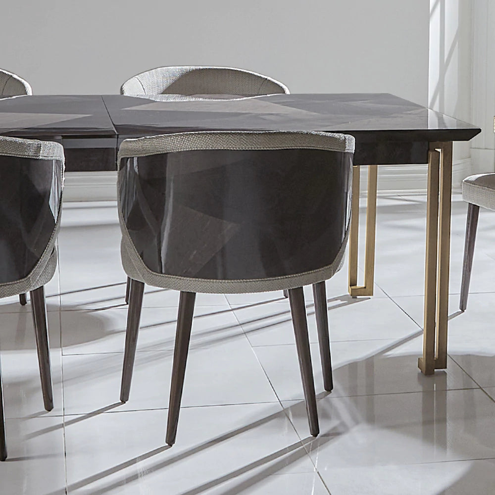 Luxury Veneer & Brass Extendable Dining Table