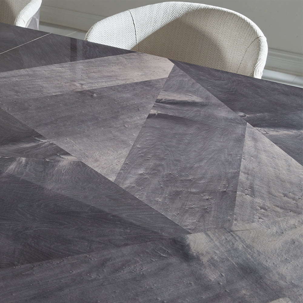 Luxury Veneer & Brass Extendable Dining Table