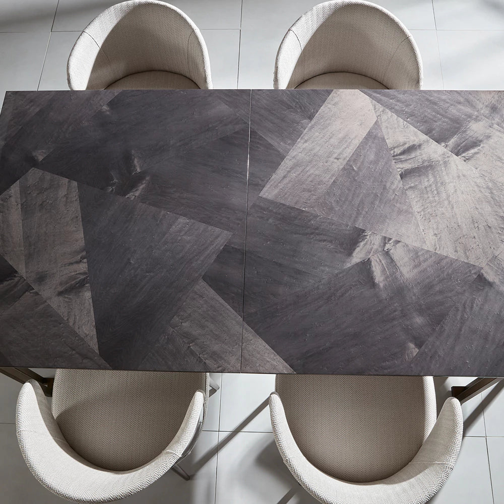 Luxury Veneer & Brass Extendable Dining Table