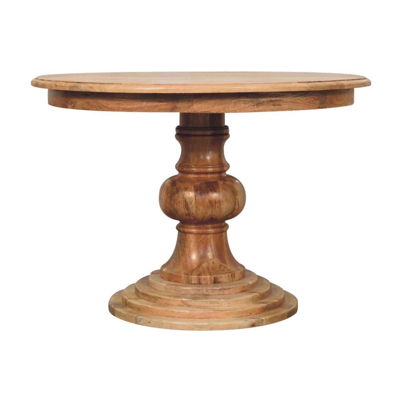 Mango Wood Round Turned Dining Table