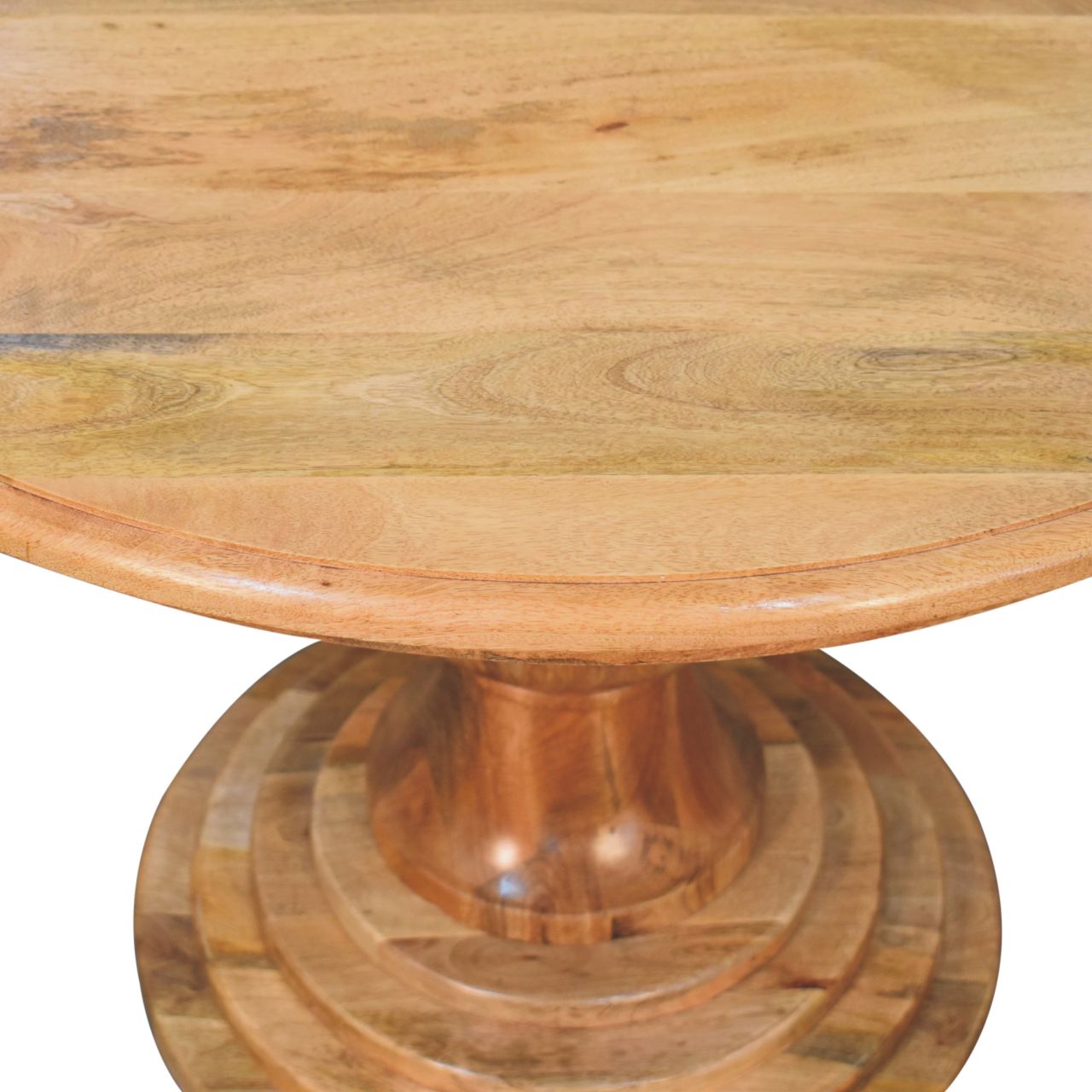 Mango Wood Round Turned Dining Table