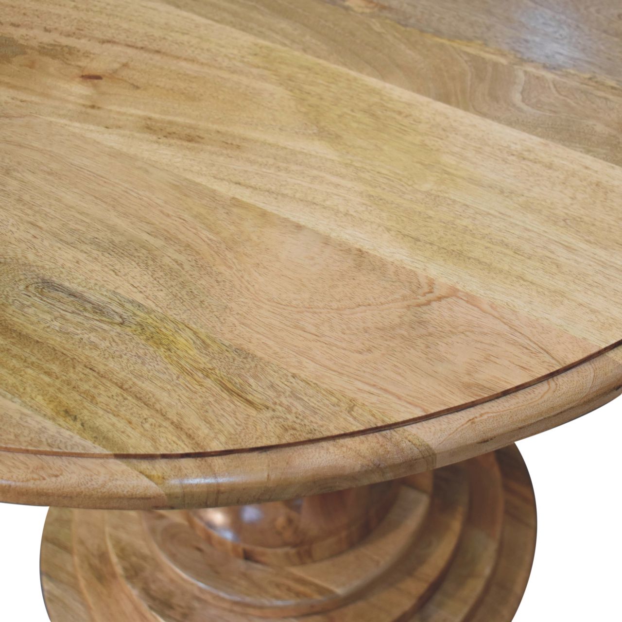 Mango Wood Round Turned Dining Table