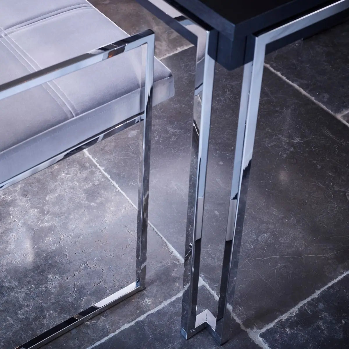 Modern Oak & Chrome Extending Dining Table