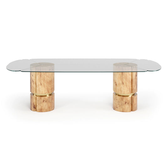 Modern Veneered Rectangular Glass Dining Table