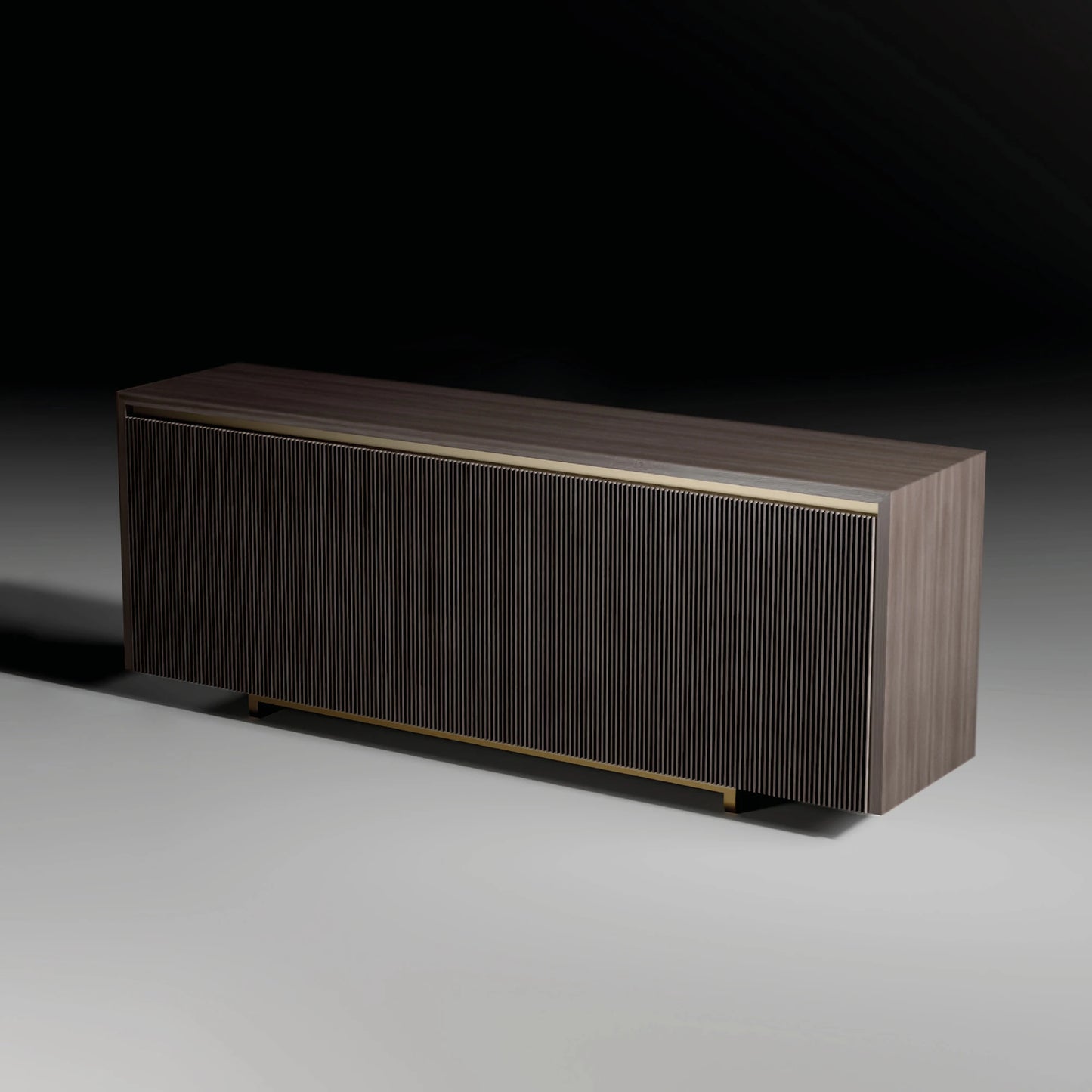 Modern Veneered Ribbed Sideboard