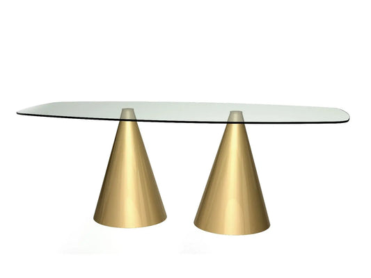 Gold Oscar Rectangular Glass Dining Table