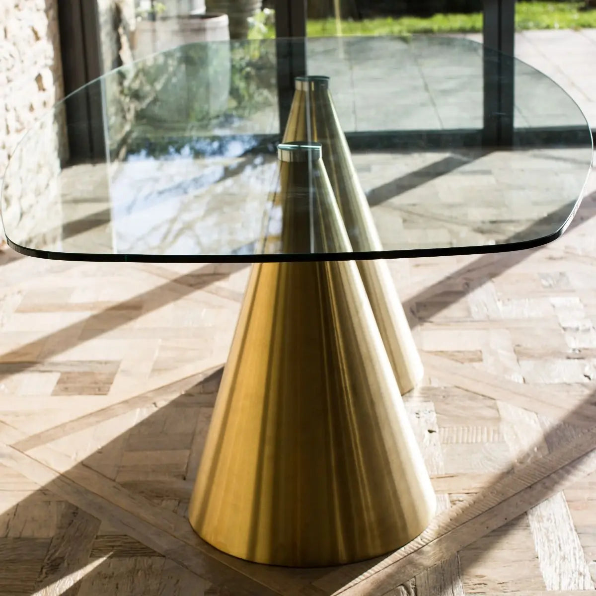 Gold Oscar Rectangular Glass Dining Table