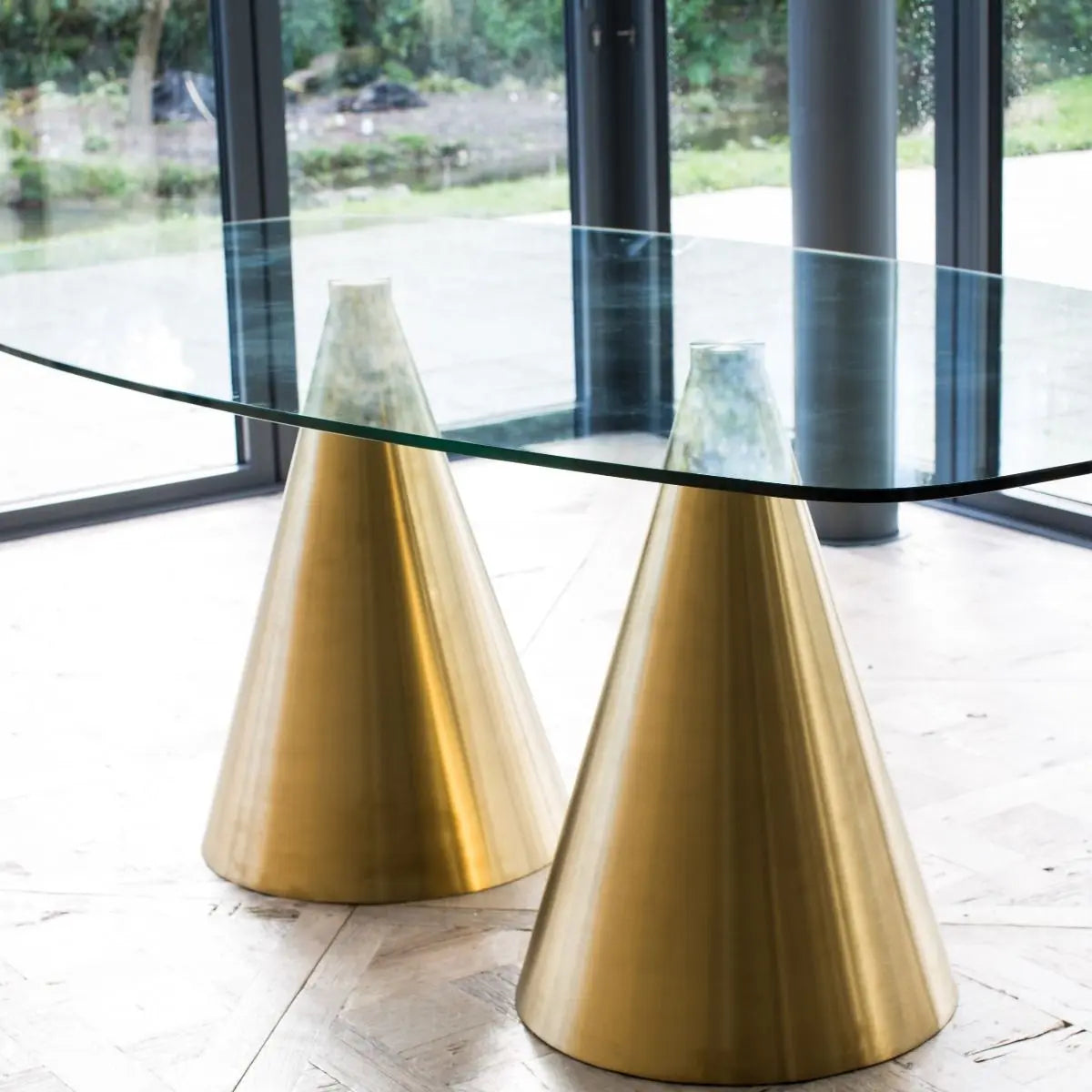 Gold Oscar Rectangular Glass Dining Table