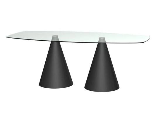 Oscar Rectangular Glass Dining Table – Black Brushed Finish