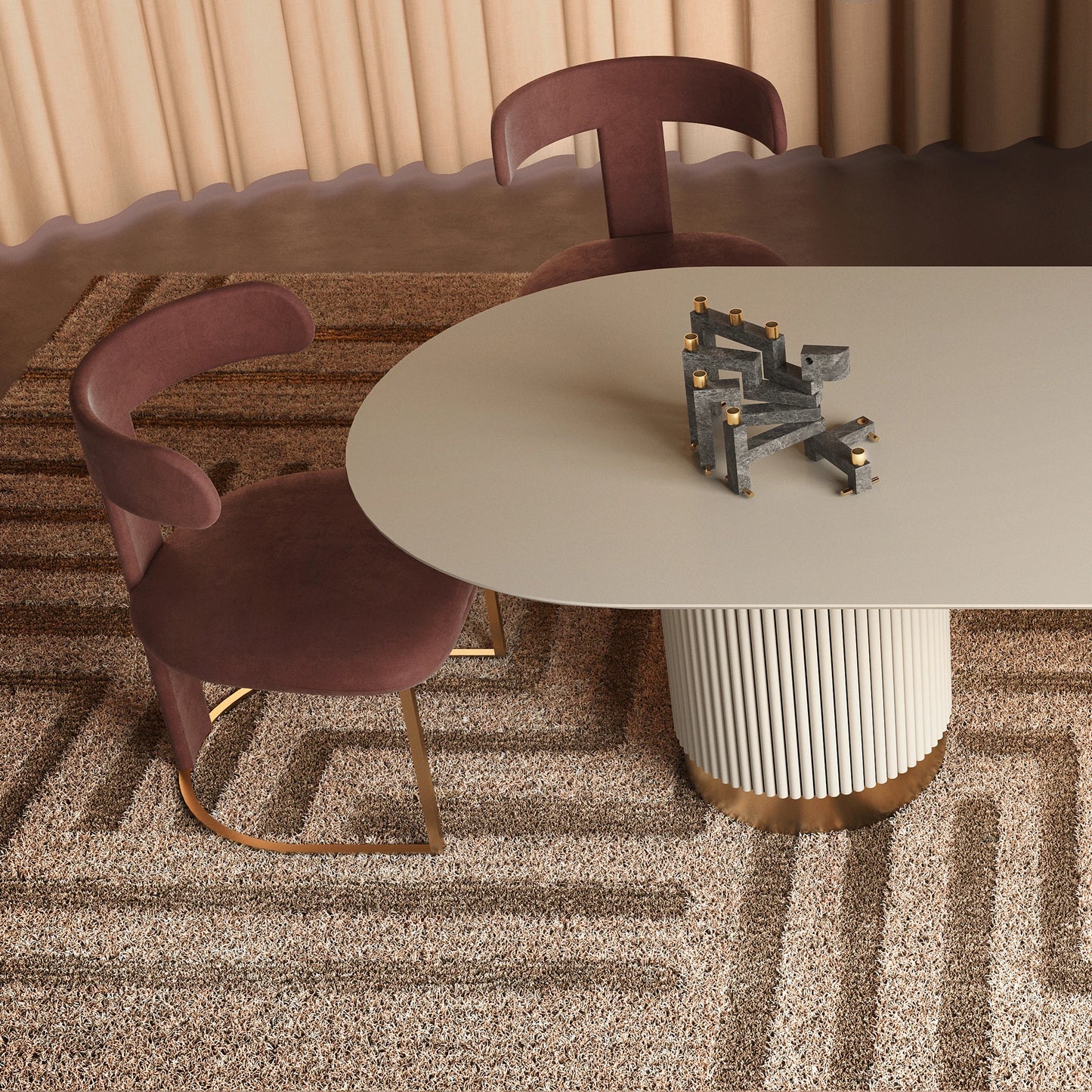 Oval Contemporary Lacquered Dining Table