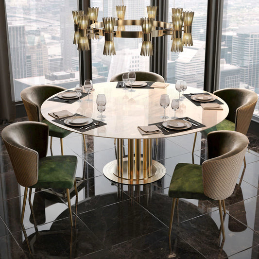 Round Marble Dining Table & Chairs Set