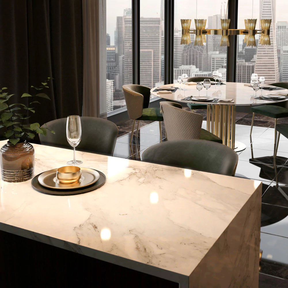 Round Marble Dining Table & Chairs Set