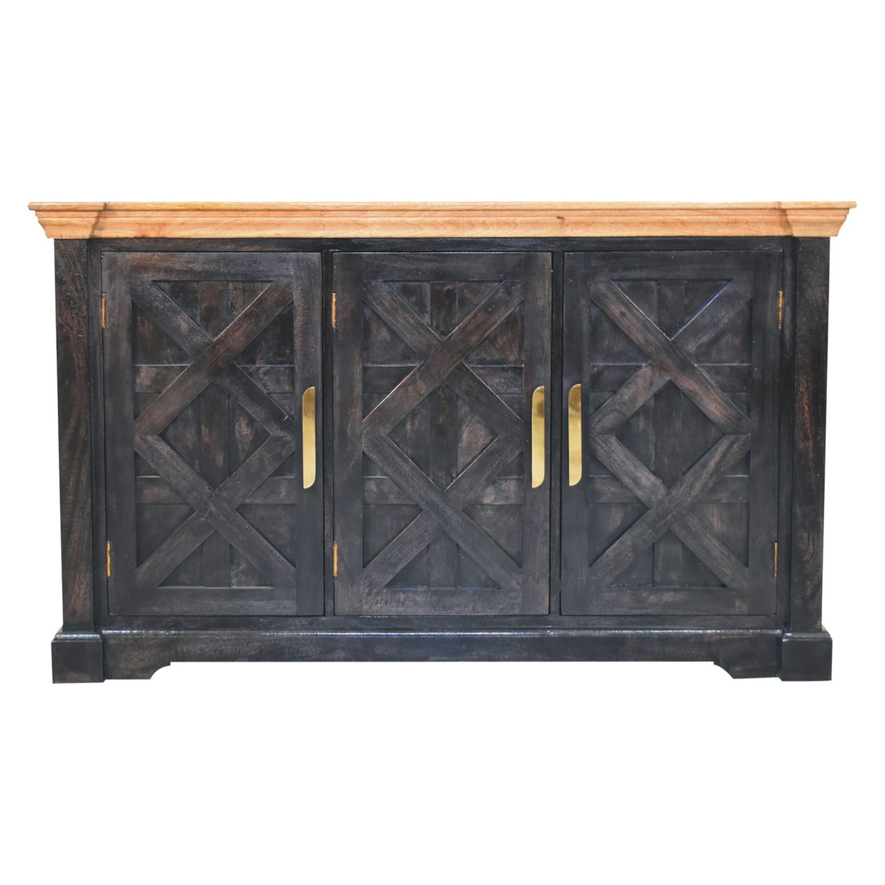 Solid Mango Regal Ash Black Rustic Sideboard