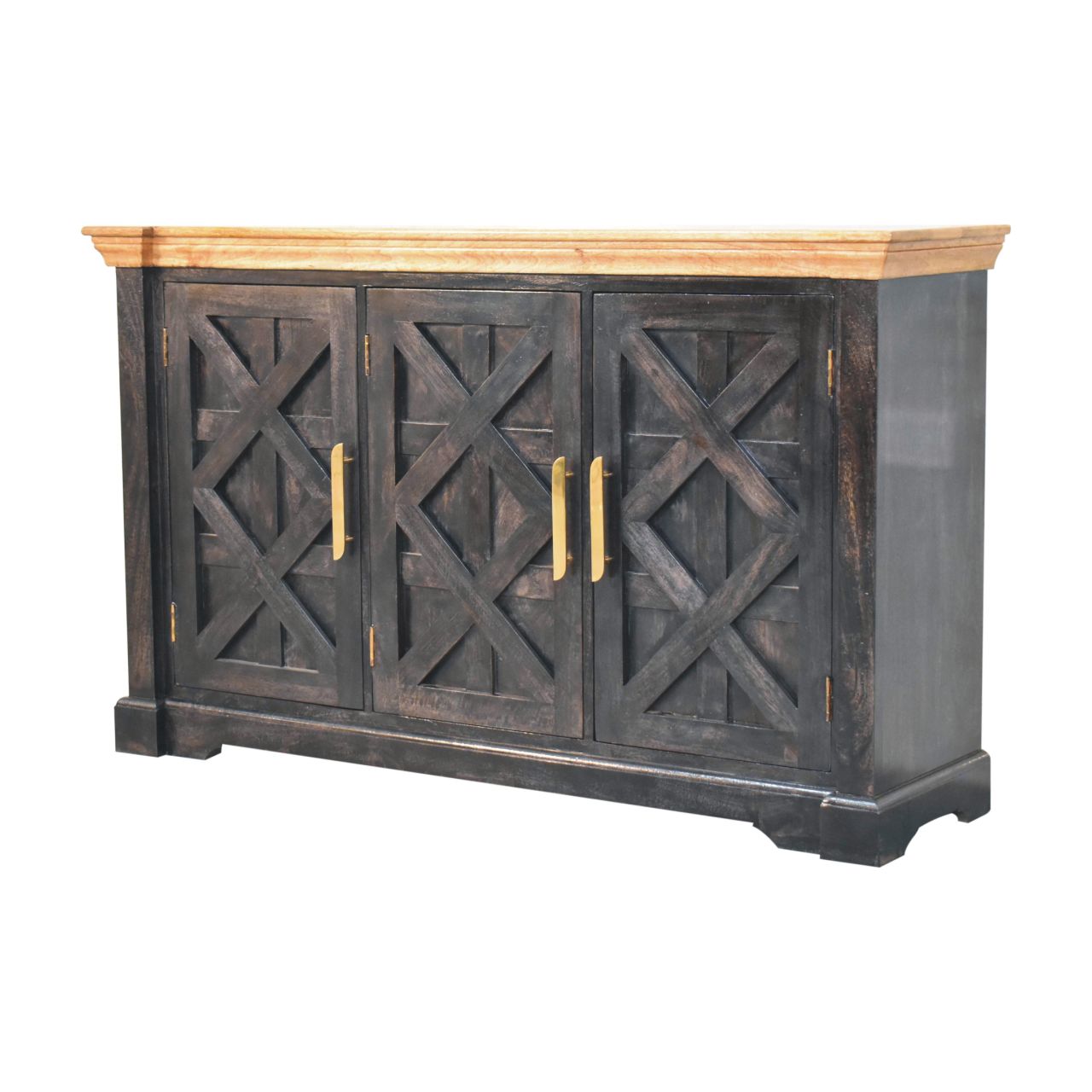 Solid Mango Regal Ash Black Rustic Sideboard