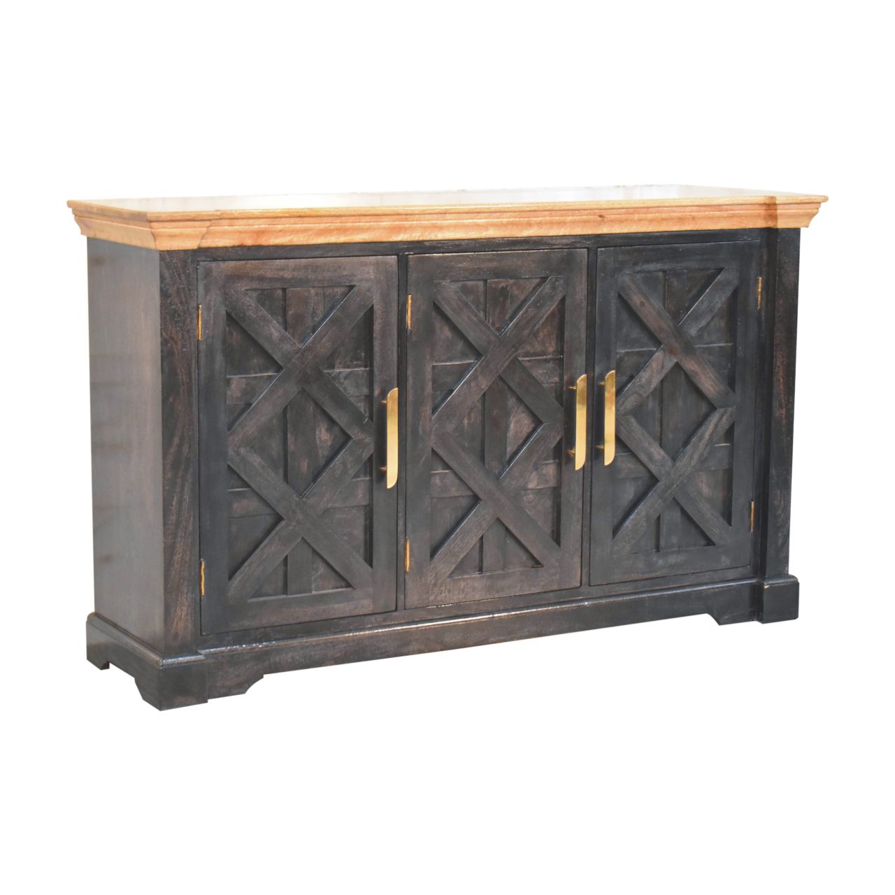 Solid Mango Regal Ash Black Rustic Sideboard