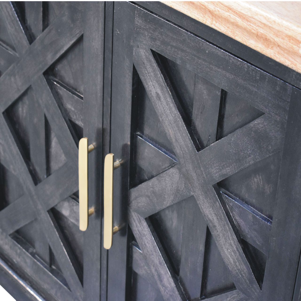 Solid Mango Regal Ash Black Rustic Sideboard
